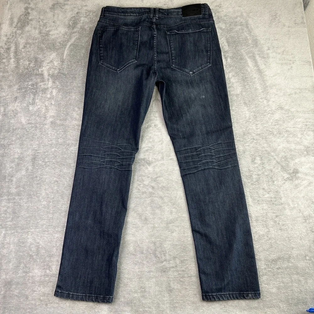 21 MEN Men's 34 X 32 Dark Blue Jeans Denim Pants 5 Pockets Slim Straight Retro